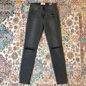 FRAME Le High Skinny Distressed Black Gray Jeans 25